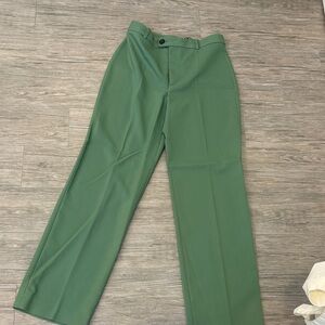 Zara Olive Green Tailored Straight Leg Trousers